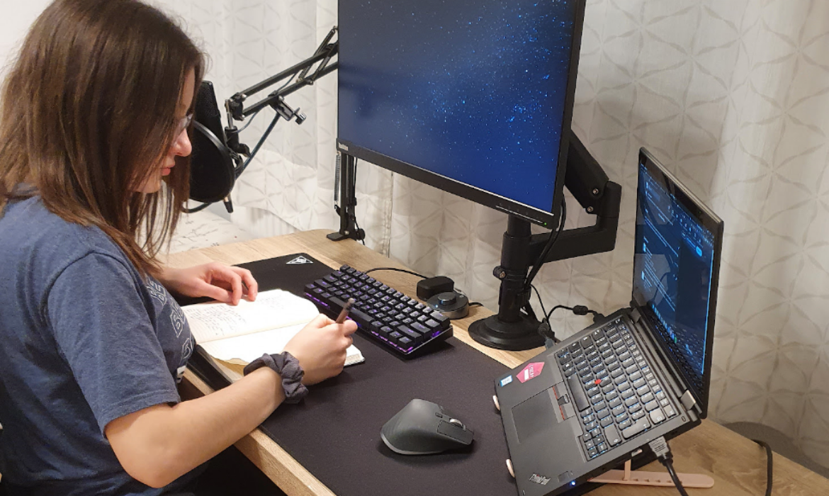 My setup and me working.